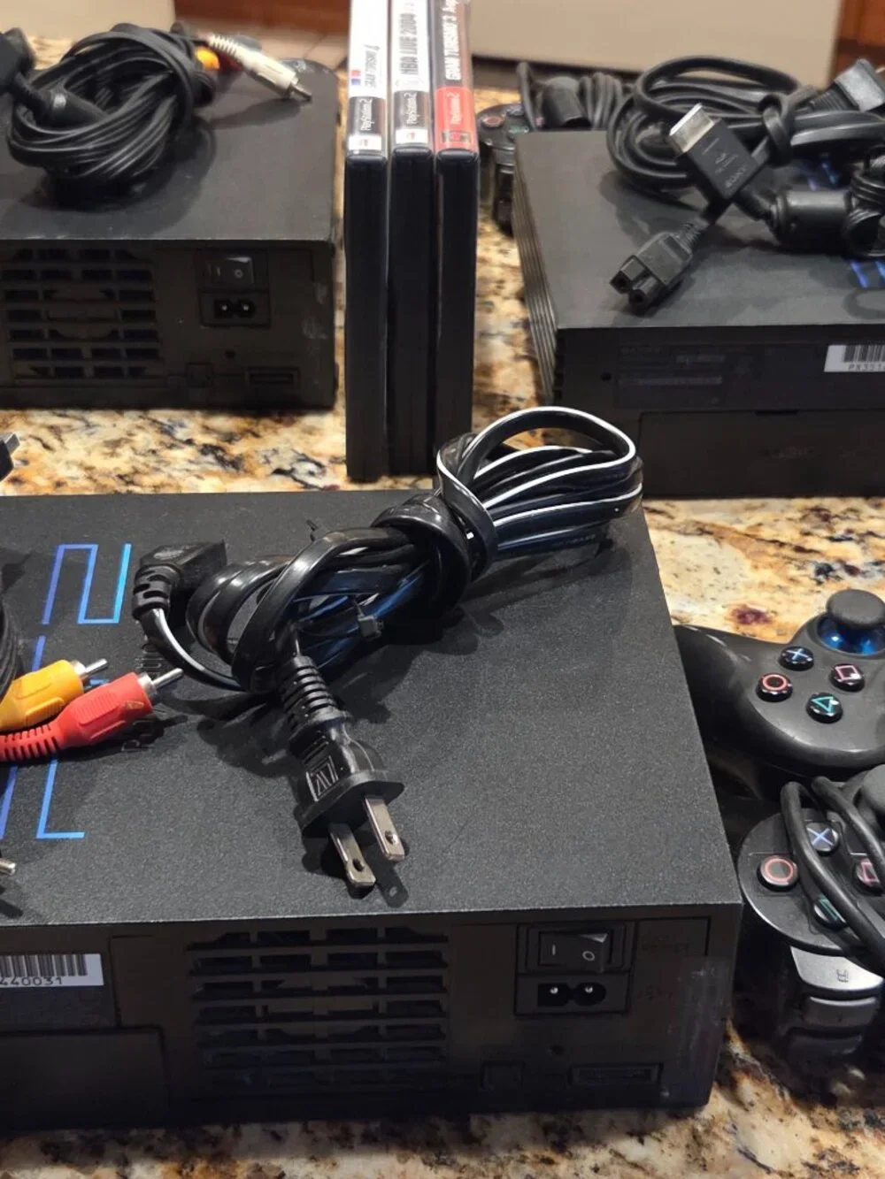 Sony PlayStation 2 Fat Console Lot Bundle - 3 Consoles 6 Controllers